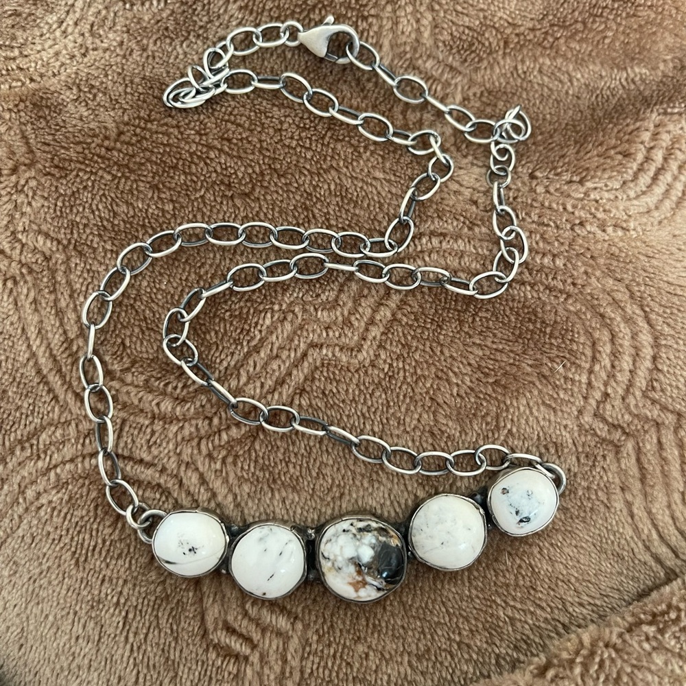 White Buffalo Native American by Harold Tahe Bar Necklace